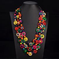 Houten halskettingen, Kokosnoot, met Nylon Koord & Hout, drie lagen & mode sieraden & voor vrouw, meer kleuren voor de keuze, Lengte 25.60 inch, Verkocht door PC