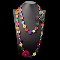dřevo náhrdelník, Kokos, s Nylon kabel & Dřevo, módní šperky & unisex, multi-barevný, Prodáno za 28.35 inch Strand