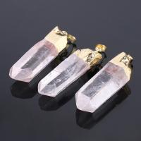 Quartz Gemstone Pendants Brass with Clear Quartz gold color plated & for woman nickel lead & cadmium free Length 17.72 Inch Sold By PC
