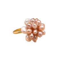 Freshwater Pearl Finger Ring with 925 Sterling Silver gold color plated Adjustable & for woman 48mm Sold By PC