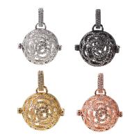 Pregnant Ball Locket Pendant Brass Rose plated micro pave cubic zirconia & for woman & hollow nickel lead & cadmium free Sold By PC