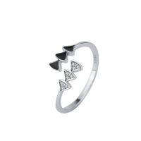 925 Sterling Silver Cuff Finger Ring Triangle plated adjustable & for woman & epoxy gel & with rhinestone 1.50mm US Ring Sold By PC