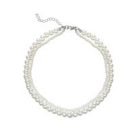 Collar de perlas de plástico, Perlas plásticas, con aleación de zinc, con 2.56inch extender cadena, Doble capa & para mujer, longitud 16.14 Inch, Vendido por UD