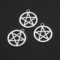 Zinc Alloy Pendants Round with star pattern original color 28mm Approx Sold By Bag
