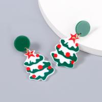 Christmas Earrings Zinc Alloy with Resin Christmas Tree Christmas Design & fashion jewelry & for woman Sold By Pair