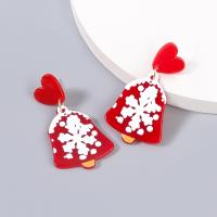 Christmas Earrings Zinc Alloy with Resin Christmas Bell Christmas Design & fashion jewelry & for woman Sold By Pair