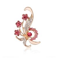 Crystal Brooch Alloy with Crystal Flower for woman & with rhinestone mixed colors Sold By PC