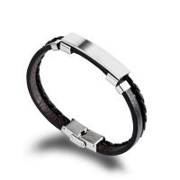 Leather Cord Bracelet Zinc Alloy with Leather plated Double Layer & Adjustable & Unisex mixed colors 43mm Length 22.5 cm Sold By PC