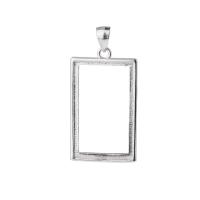 925 Sterling Silver Pendant Setting Rectangle platinum plated DIY Sold By PC