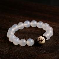 Agaat armbanden, Witte Agaat, met Witte Bodhi Root & Kokosnoot, uniseks & verschillende grootte voor keus, Verkocht door Strand