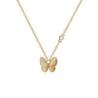 Cats Eye Necklace Brass with Cats Eye with 2.6inch extender chain Butterfly gold color plated box chain & for woman & with rhinestone nickel lead & cadmium free 17mm Length 16.93 Inch Sold By PC