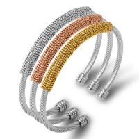 Stainless Steel Cuff Bangle plated three pieces & fashion jewelry & woven pattern nickel lead & cadmium free Sold By Set