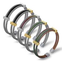 acier inoxydable bracelet manchette, Placage, bijoux de mode & avec strass, plus de couleurs à choisir, Vendu par PC