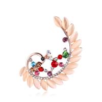 Cats Eye Brooch Zinc Alloy with Cats Eye Peacock for woman & with rhinestone mixed colors Sold By PC