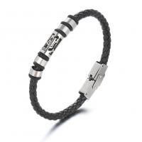 PU Leather Cord Bracelets Stainless Steel with PU Leather plated Unisex mixed colors 220mmuff0c40mm Sold By PC