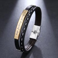 Leather Cord Bracelet Brass with Leather Double Layer & Unisex Length 21 cm Sold By PC