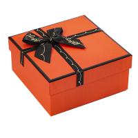 Caja Regalo, Papel, diverso tamaño para la opción & con la decoración de lazo, naranja, 5PCs/Grupo, Vendido por Grupo