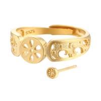 925 Srebro Baza pierścionka ze zmienialnym koralikiem, Platerowane w kolorze złota, DIY & regulowany & różne style do wyboru, sprzedane przez PC