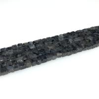 Labradorit Korálky, Kostka, lesklý, černý, 4x4mm, Cca 86PC/Strand, Prodáno za Cca 15.35 inch Strand