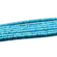 Grânulos de turquesas, Preto Veia Turquoise, Roda plana, polido, azul, 2x4mm, vendido para Aprox 15.35 inchaltura Strand