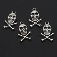 Zink Alloy Skull hängen, Halloween smycken gåva, ursprungliga färgen, 23mm, Ca 500PC/Bag, Säljs av Bag
