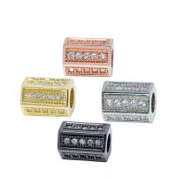 Messing spacer perler, forgyldt, mode smykker & Micro Pave cubic zirconia, flere farver til valg, nikkel, bly & cadmium fri, 10x8mm, Solgt af PC