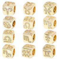 Cubic Zirconia Micro Pave Brass Beads plated Zodiac & fashion jewelry & micro pave cubic zirconia nickel lead & cadmium free 8mm Sold By PC