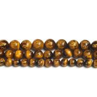 Tiger Eye Beads, Runde, poleret, forskellig størrelse for valg, gul, Solgt Per Ca. 14.6 inch Strand