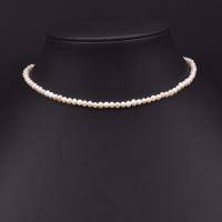 淡水真珠の真鍮チェーン・ネックレス, 天然有核フレッシュウォーターパール, とともに 銅, とともに 2.76 inch エクステンダチェーン, 女性用, ホワイト, で販売される 約 14.6 インチ ストランド