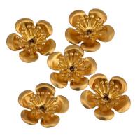 Caps Pérola de bronze, cobre, Flor, dourado, 17x0.40mm, 100PCs/Bag, vendido por Bag