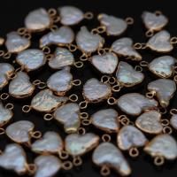 Perła naturalna słodkowodna Łącznik, ze Mosiądz, Serce, Platerowane w kolorze złota, Naturalne & biżuteria moda & DIY, 10*15-12*18mm, sprzedane przez PC