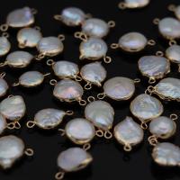 Perła naturalna słodkowodna Łącznik, ze Mosiądz, Platerowane w kolorze złota, Naturalne & biżuteria moda & DIY, 10*18-12*20mm, sprzedane przez PC