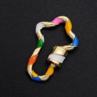 Messing Schroef Carabiner Lock Charms, plated, DIY & glazuur, multi-gekleurde, 16x25mm, Verkocht door PC