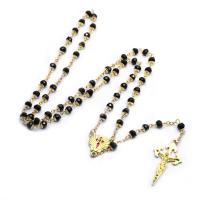 Rosary Necklace, Tibetan Style, with Crystal, plated, Unisex & enamel, mixed colors, 25x45mm-22x21mm-4x6mm, Length:52 cm, Sold By PC
