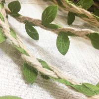 Linen Ribbon, with Rattan, Leaf, half handmade, DIY, mixed colors, 5mm, Length:10 m, Sold By Spool