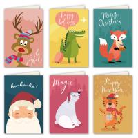 Kartkę z życzeniami Christmas, Papier, Prostokąt, Drukowanie, inny kolor i wzór do wyboru, 100x150mm, 10zestawy/wiele, sprzedane przez wiele