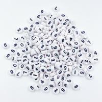 Broj akril perla, Krug, možete DIY & s brojem uzorkom & emajl, miješana boja, 4x7mm, Prodano By Torba