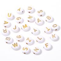 Alphabet Acrylic Beads Round painted DIY & with letter pattern Sold By Bag