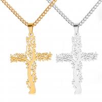 Stainless Steel Sweater Necklace Cross plated fashion jewelry & for man Length 23.62 Inch Sold By PC