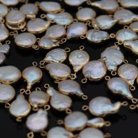 Perła naturalna słodkowodna Łącznik, ze Mosiądz, Barok, Platerowane w kolorze złota, Naturalne & biżuteria moda & DIY, 10x18-12x20mm, sprzedane przez PC