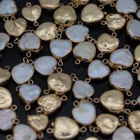 Perła naturalna słodkowodna Łącznik, ze Mosiądz, Serce, Platerowane w kolorze złota, Naturalne & biżuteria moda & DIY, 15x15mm, sprzedane przez PC