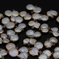 Perła naturalna słodkowodna Łącznik, ze Mosiądz, Platerowane w kolorze złota, Naturalne & biżuteria moda & DIY, 10x18-12x20mm, sprzedane przez PC