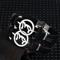 Leather Cord Bracelet Stainless Steel with Leather Unisex Sold By PC