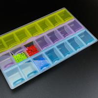 Plastik ABS Nail Art Storage Box, Prostokąt, przezroczysty, mieszane kolory, 23x16mm, sprzedane przez PC