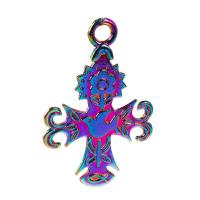 Tibetan Style Cross Pendants, colorful plated, DIY, multi-colored, 30x47x2mm, Length:45 cm, Sold By PC