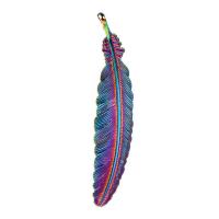 Zink Alloy Fjäder Halsband, Feather, färgrik pläterade, DIY, flerfärgad, 106x20x2mm, Längd 45 cm, Säljs av PC