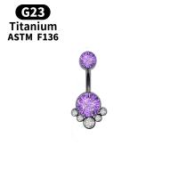 Titanium Steel Belly Ring Geometrical Pattern & micro pave cubic zirconia & for woman Sold By PC