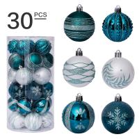 Plastic Christmas Tree Decoration Round Christmas Design blue Sold By Set
