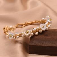 Braccialetto perla coltivata d'acqua dolce, ottone, Placcato oro 18K, per la donna, bianco, Lunghezza Appross. 7 pollice, Venduto da PC