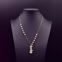 925 Sterling Stříbrný perlový náhrdelník, 925 Sterling Silver, s Drahokam & Sladkovodní Pearl & Mosaz, 18K pozlacené, různé styly pro výběr & pro ženy, 21-50cm, Prodáno By PC